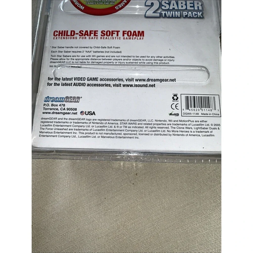 Wii Twin Star Sabers Twin Pack Child Safe Soft Foam LED & Sound Effects NIB IMP